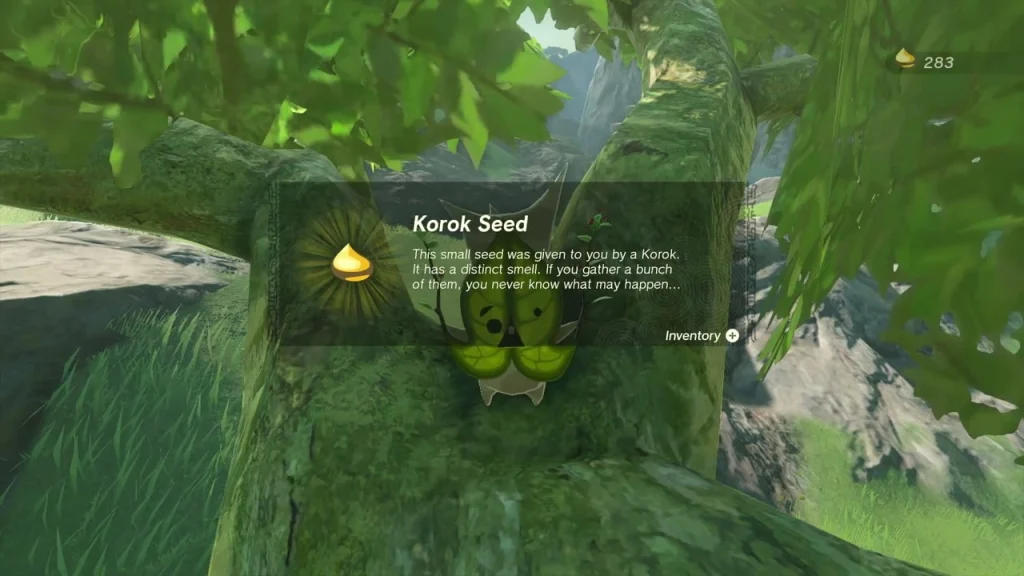 Korok Seed item box above the Korok beside the stone arch Korok Seed item box above the Korok beside the stone arch