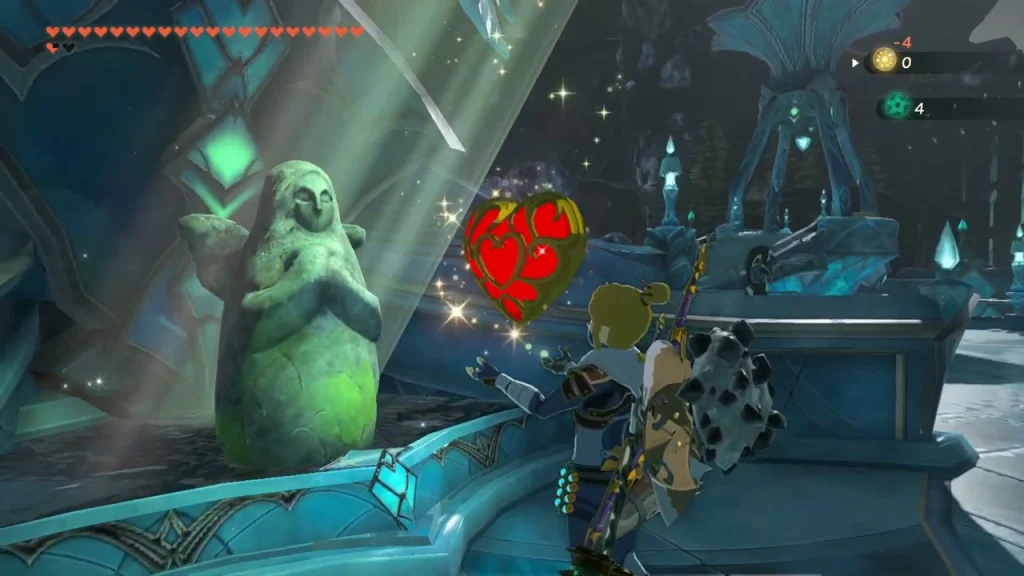 Heart Container item box above the Goddess Statue in Zora's Domain Heart Container item box above the Goddess Statue in Zora's Domain