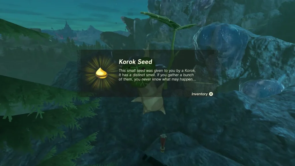Korok Seed item box beside a Korok in a mossy valley Korok Seed item box beside a Korok in a mossy valley