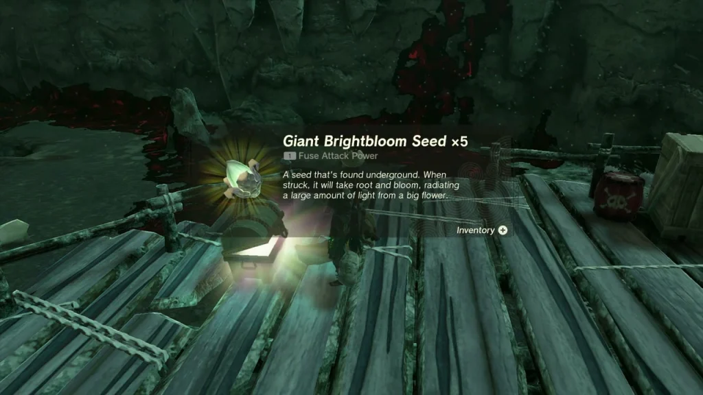 Giant Brightbloom Seed x5 item box above the opened raft chest Giant Brightbloom Seed x5 item box above the opened raft chest