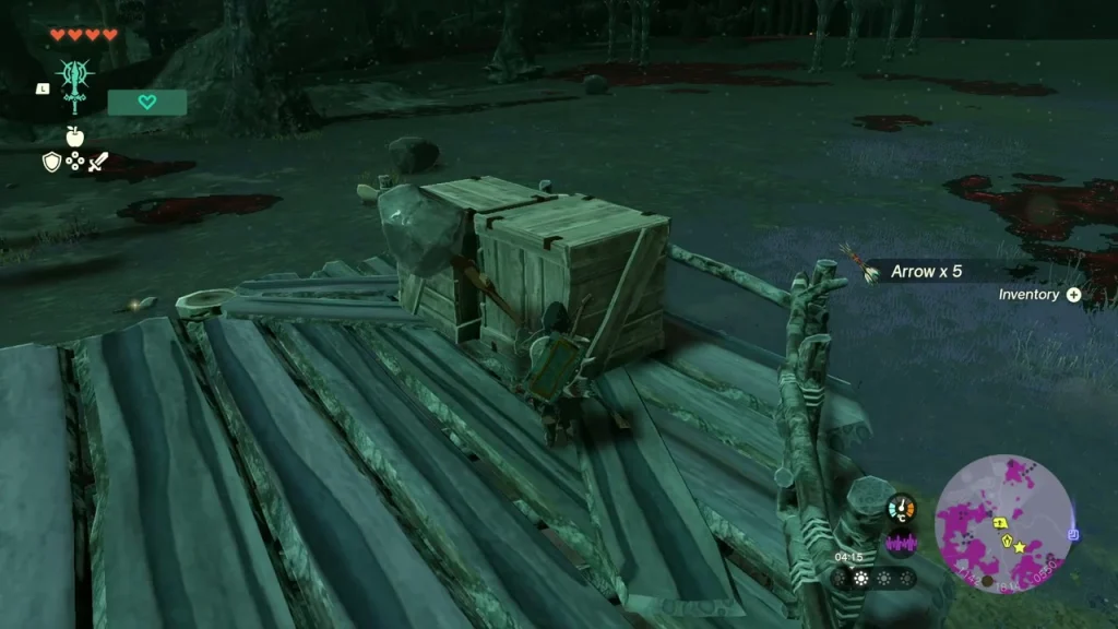 Wooden pallet in front of stacked crates at a Bokoblin camp Wooden pallet in front of stacked crates at a Bokoblin camp