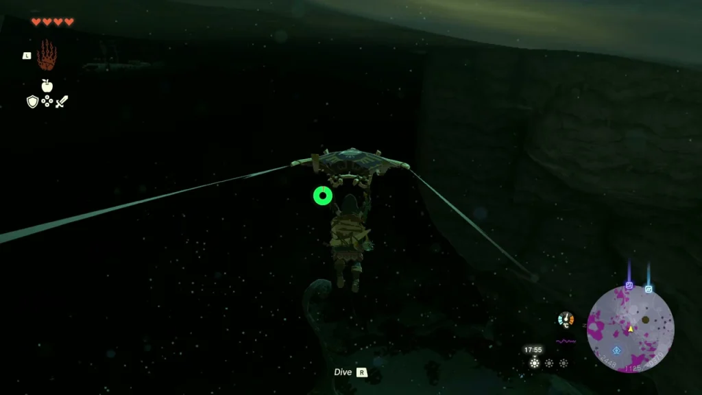 Gliding over a dark Depths cavern with giant mushroom trunks below Gliding over a dark Depths cavern with giant mushroom trunks below