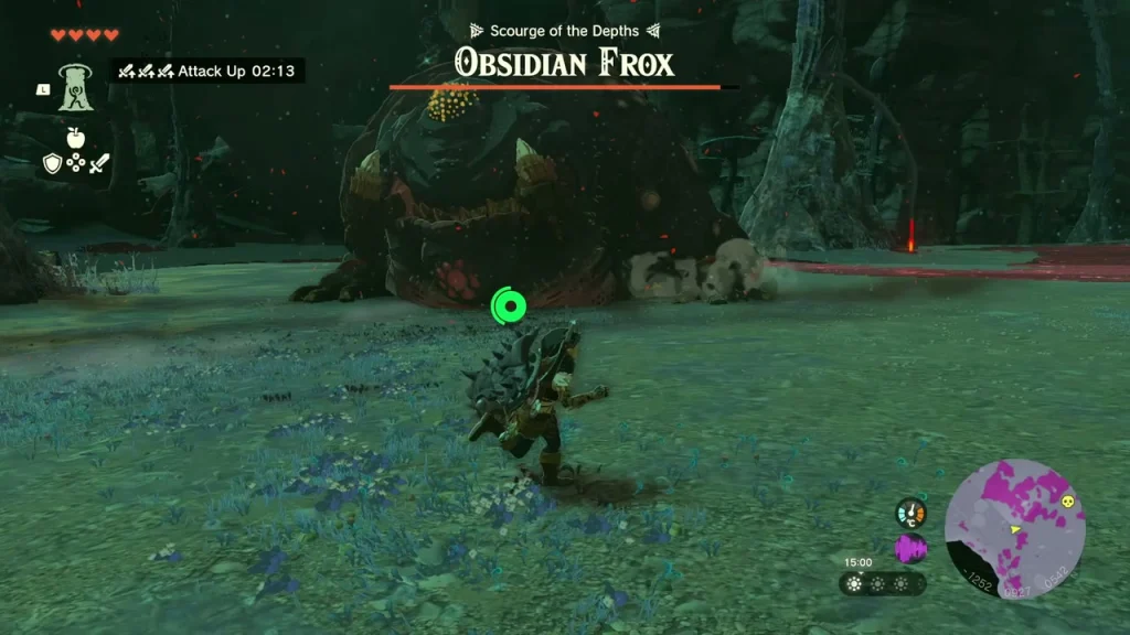 Obsidian Frox health bar with the huge gloom-covered Frox ahead Obsidian Frox health bar with the huge gloom-covered Frox ahead