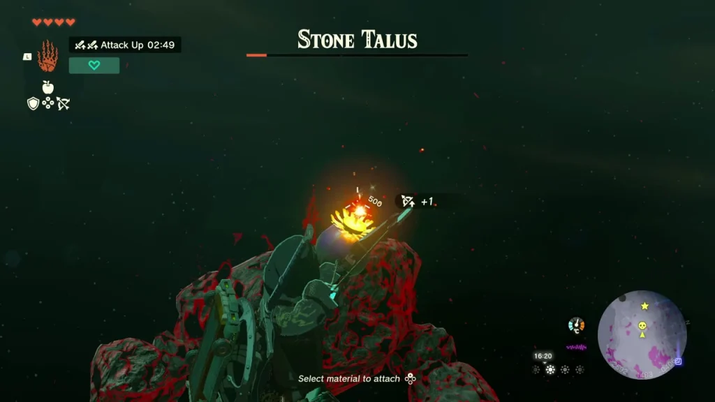 Stone Talus health bar with a burning ore patch on its body Stone Talus health bar with a burning ore patch on its body