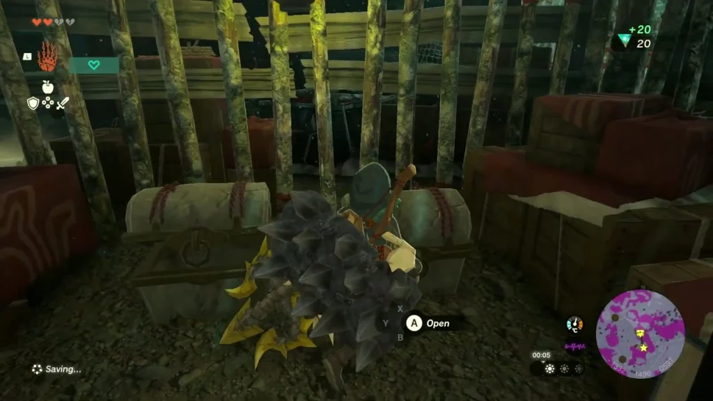 Open prompt at the chest inside the Yiga storeroom Open prompt at the chest inside the Yiga storeroom