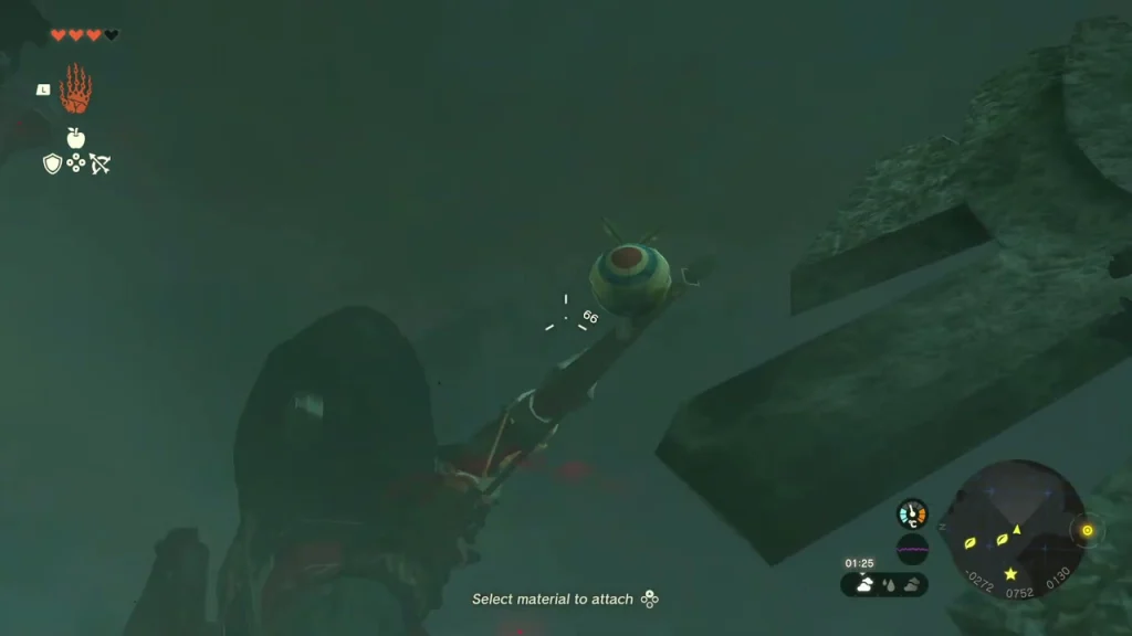 Arrow flying toward the acorn hanging in the dead tree Arrow flying toward the acorn hanging in the dead tree
