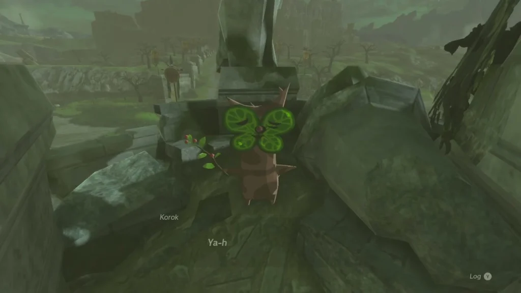 Korok on top of the fountain saying Ya-ha-ha Korok on top of the fountain saying Ya-ha-ha