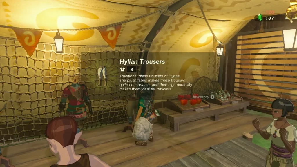 Hylian Trousers item box at the armor shop Hylian Trousers item box at the armor shop