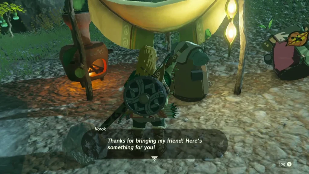 Two Koroks reunited at a small camp with a cooking pot Two Koroks reunited at a small camp with a cooking pot