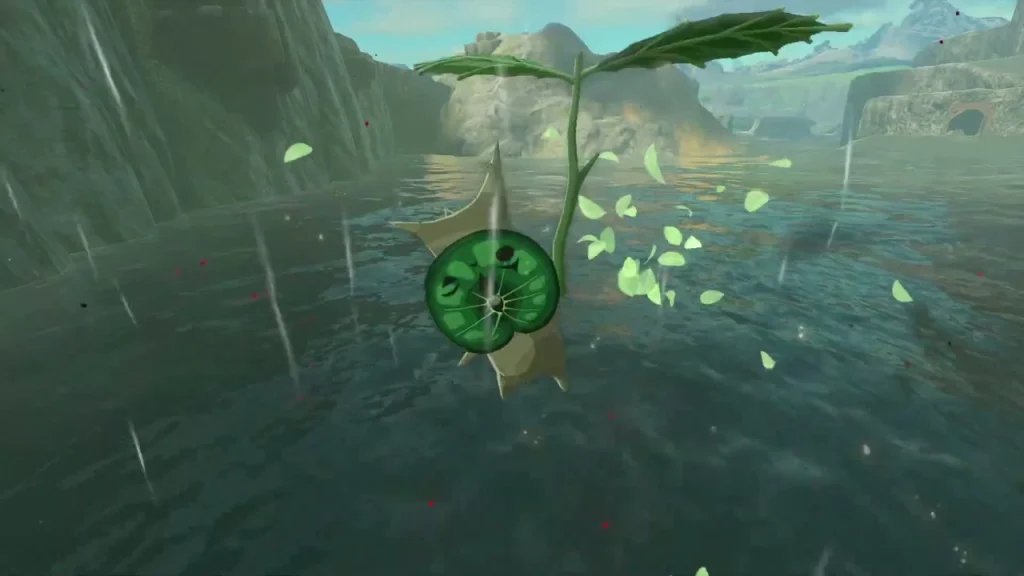 Korok on a lily pad in the castle moat Korok on a lily pad in the castle moat