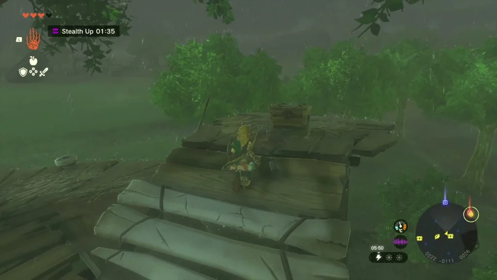 Top platform of a Bokoblin treehouse built into a large tree Top platform of a Bokoblin treehouse built into a large tree
