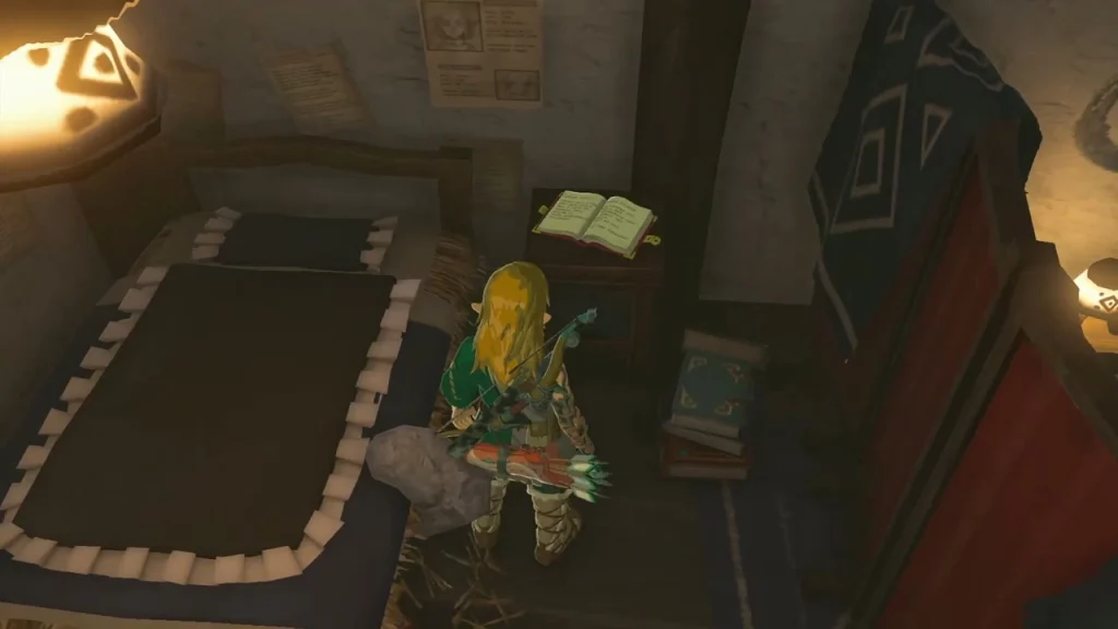 Bed upstairs in Purah's house with a diary lying on it Bed upstairs in Purah's house with a diary lying on it