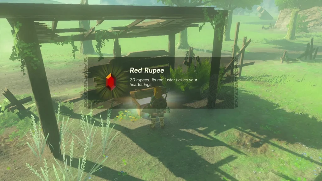 Red Rupee item box at the chest under the wooden shelter Red Rupee item box at the chest under the wooden shelter
