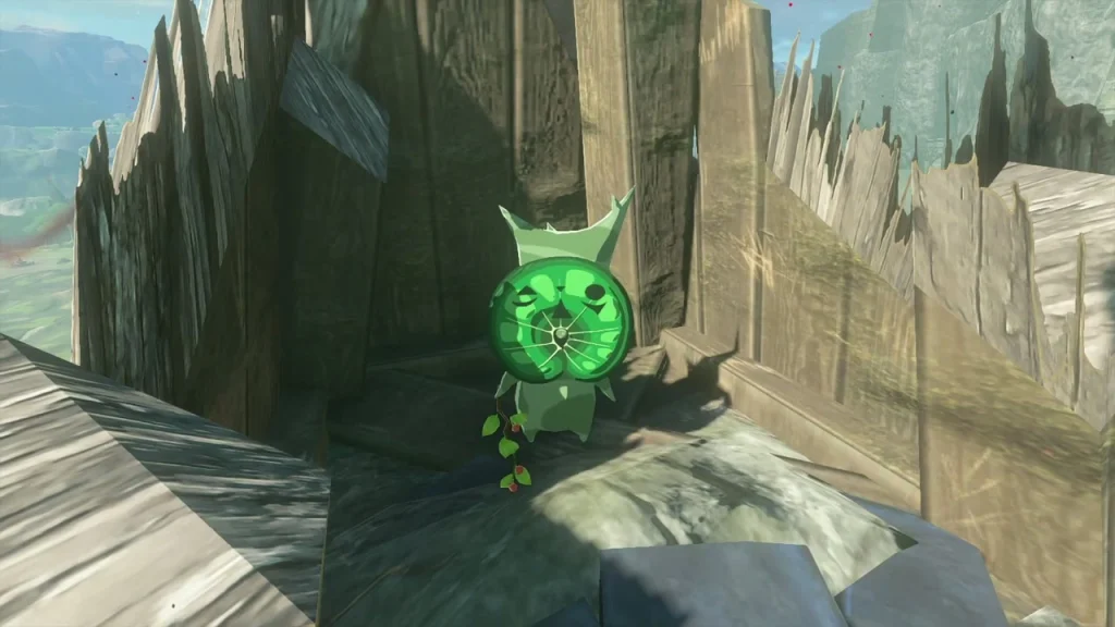 Korok on top of the tower spire saying Ya-ha-ha Korok on top of the tower spire saying Ya-ha-ha