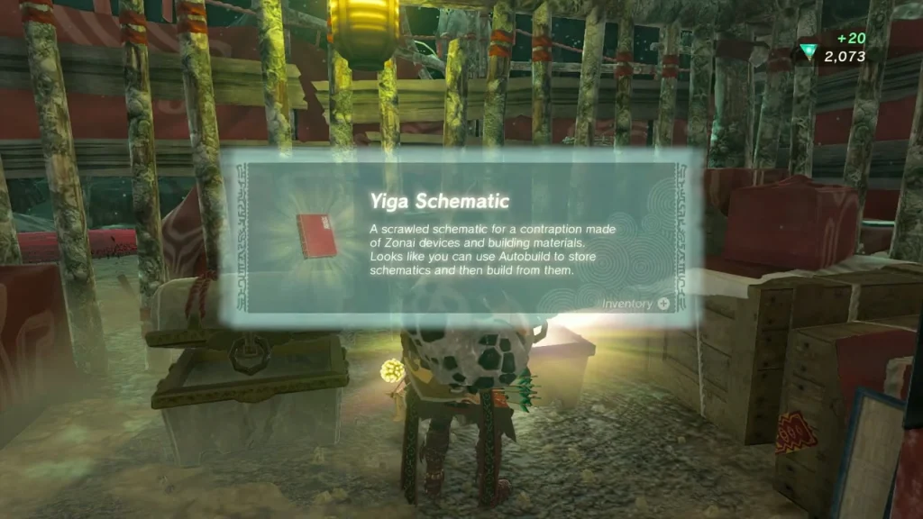 Yiga Schematic item box over a cluster of crates in a red-striped Yiga hideout Yiga Schematic item box over a cluster of crates in a red-striped Yiga hideout