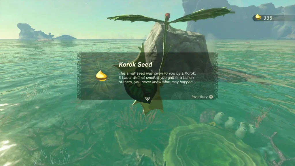 Korok Seed item box above a sea rock off Deepback Bay Korok Seed item box above a sea rock off Deepback Bay