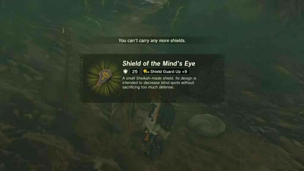 Shield of the Mind's Eye item box in Deepback Bay Cave Shield of the Mind's Eye item box in Deepback Bay Cave