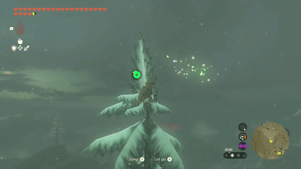 Snowy pine with glittering sparkles near the top Snowy pine with glittering sparkles near the top