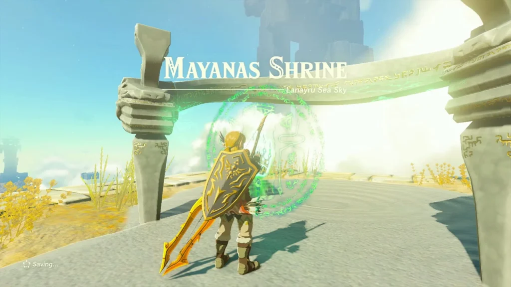 Mayanas Shrine entrance arch in the South Lanayru Sky Archipelago Mayanas Shrine entrance arch in the South Lanayru Sky Archipelago