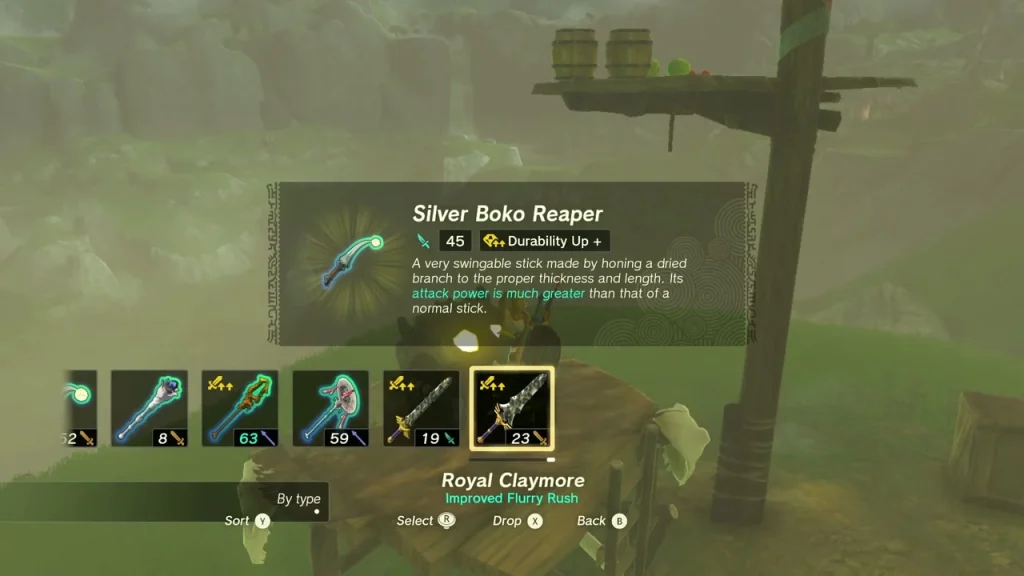 Silver Boko Reaper weapon box open on a lookout platform with a barrel beside it Silver Boko Reaper weapon box open on a lookout platform with a barrel beside it