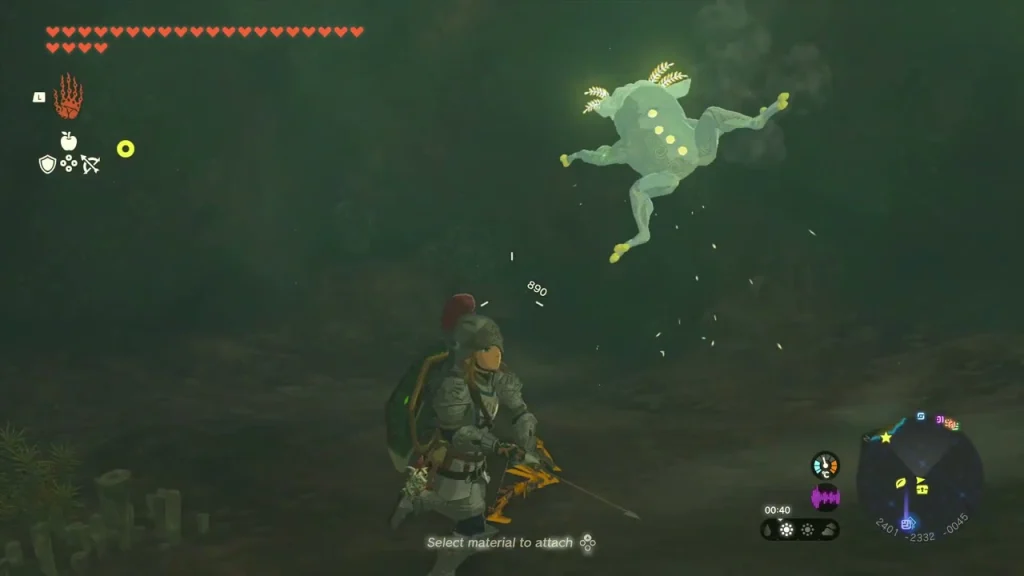 Bubbulfrog leaping in mid-air above the dark cave floor Bubbulfrog leaping in mid-air above the dark cave floor