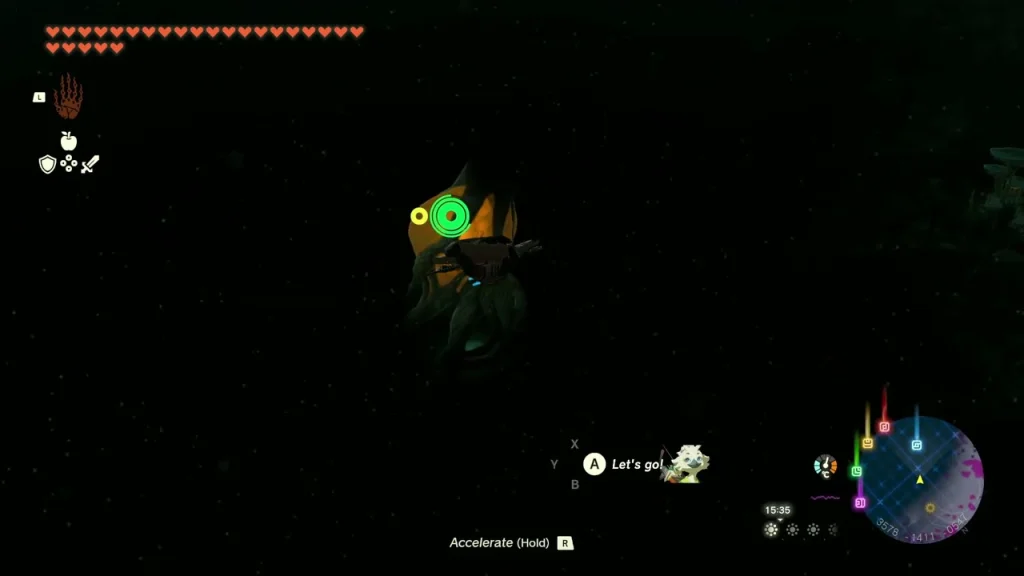 Dark chasm with a paraglider descending toward a glowing Depths floor with Lightroot beams on the map Dark chasm with a paraglider descending toward a glowing Depths floor with Lightroot beams on the map