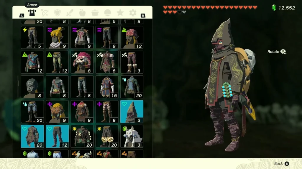 Dark Hood and Depths armor worn on a hooded figure after trading with the statue Dark Hood and Depths armor worn on a hooded figure after trading with the statue