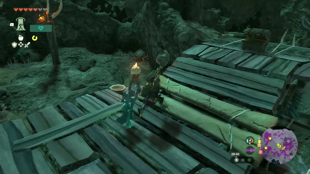 Chest on a platform of planks in a Bokoblin camp