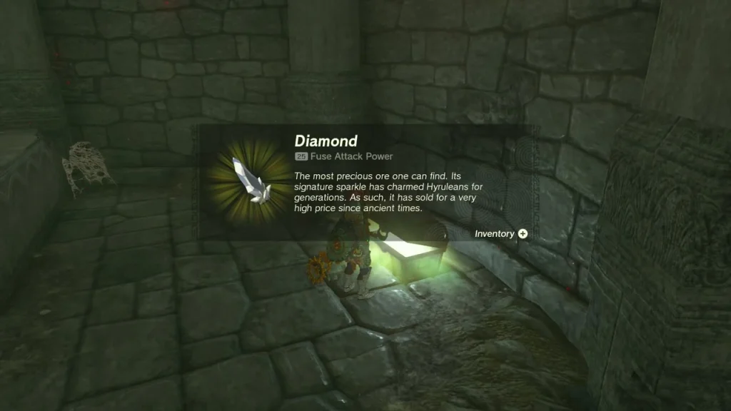 Diamond item box above the opened chest