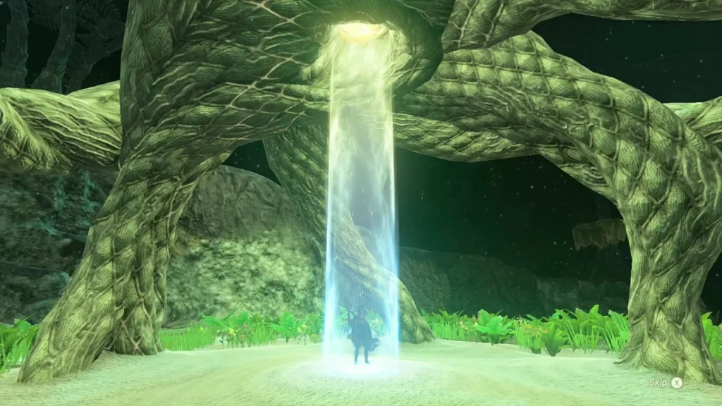 Lit Kawumoro Lightroot with plants growing under the roots