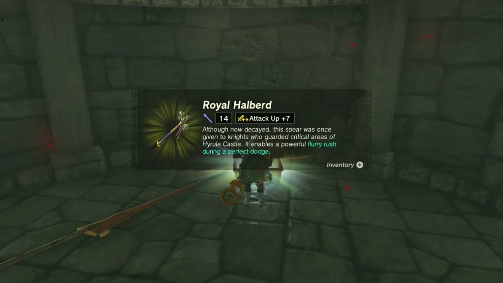 Royal Halberd item box, attack 14, in the pillared chamber