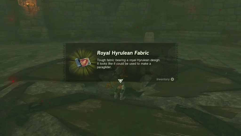 Royal Hyrulean Fabric item box in a chamber with a broken floor