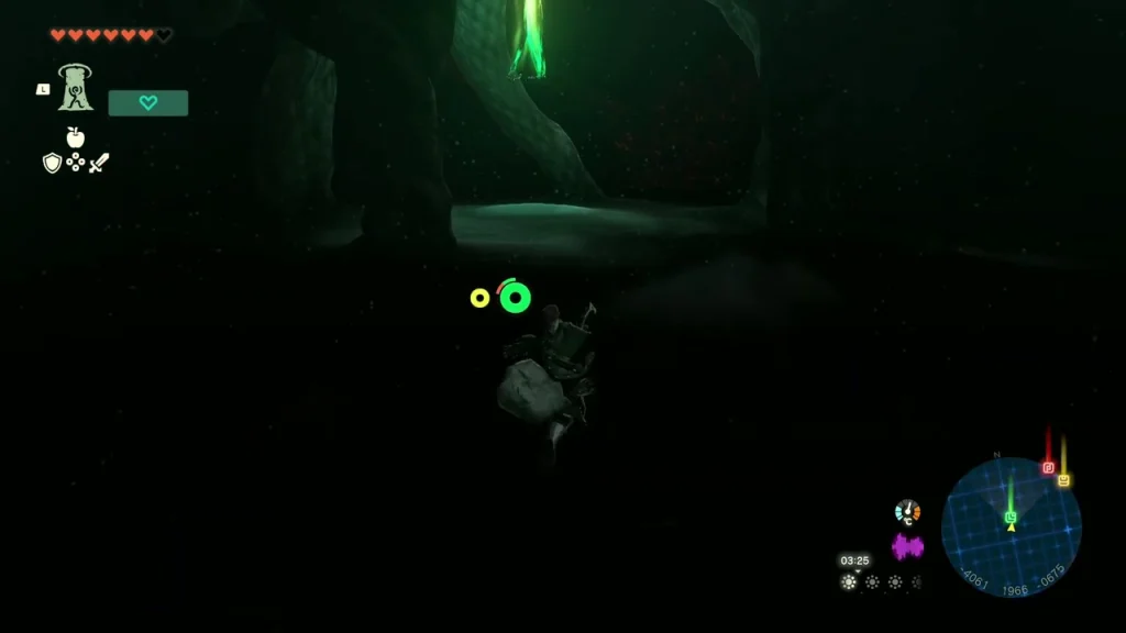 Glow of So-oaw Lightroot above the dark cavern floor