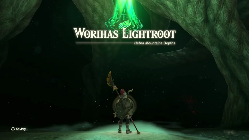 Worihas Lightroot with its name card in the Hebra Depths