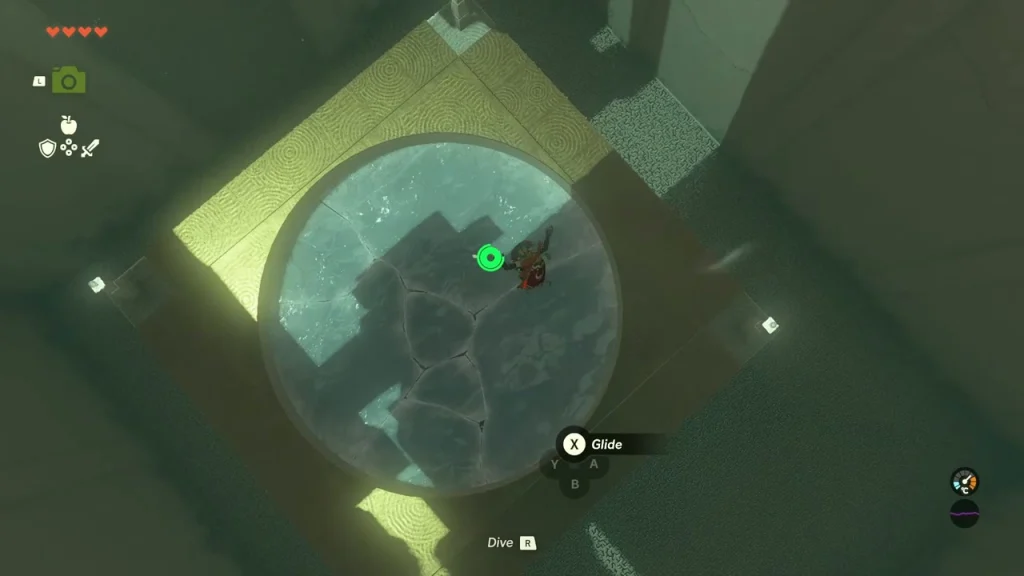 Circular shaft in the floor of Gatakis Shrine with an updraft rising from it Circular shaft in the floor of Gatakis Shrine with an updraft rising from it