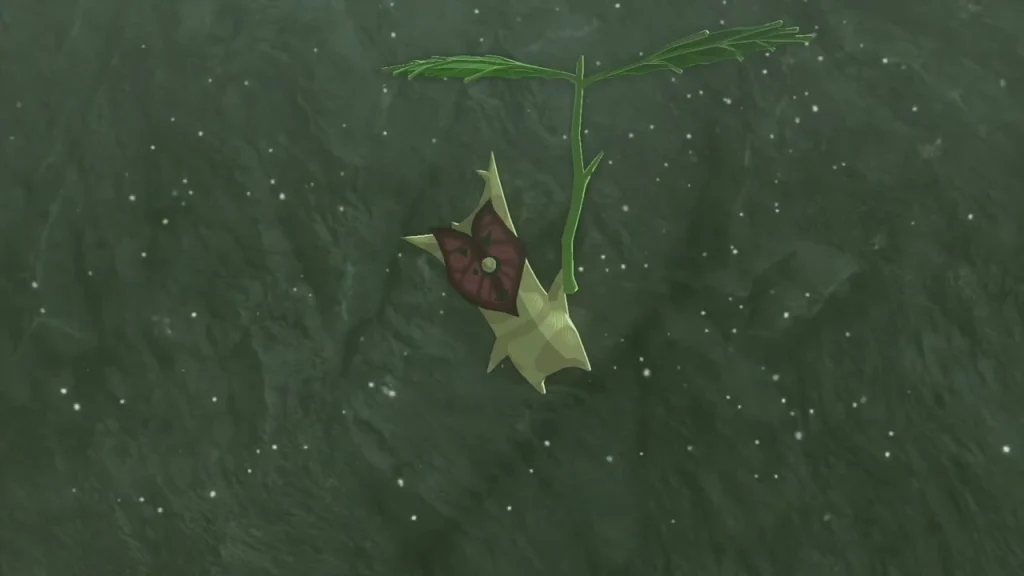 Korok hanging from its leaf propeller on the lodge roof after being found Korok hanging from its leaf propeller on the lodge roof after being found
