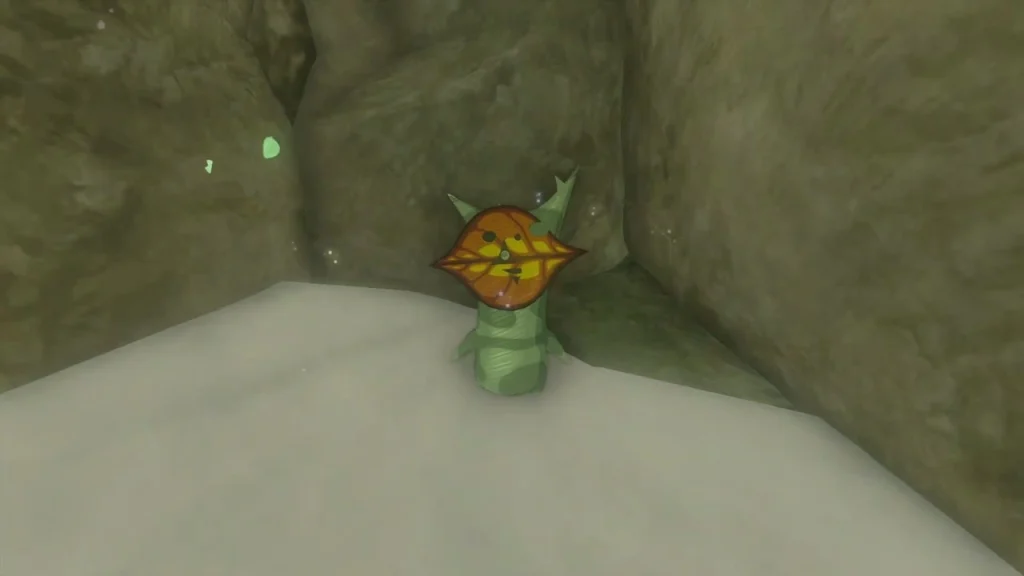 Korok hiding in a snowy rock hollow beside the path to Gatakis Shrine Korok hiding in a snowy rock hollow beside the path to Gatakis Shrine