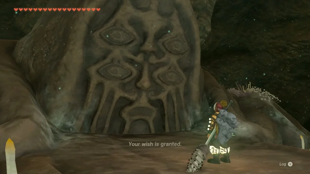Carved stone Bargainer Statue face after the quest completes