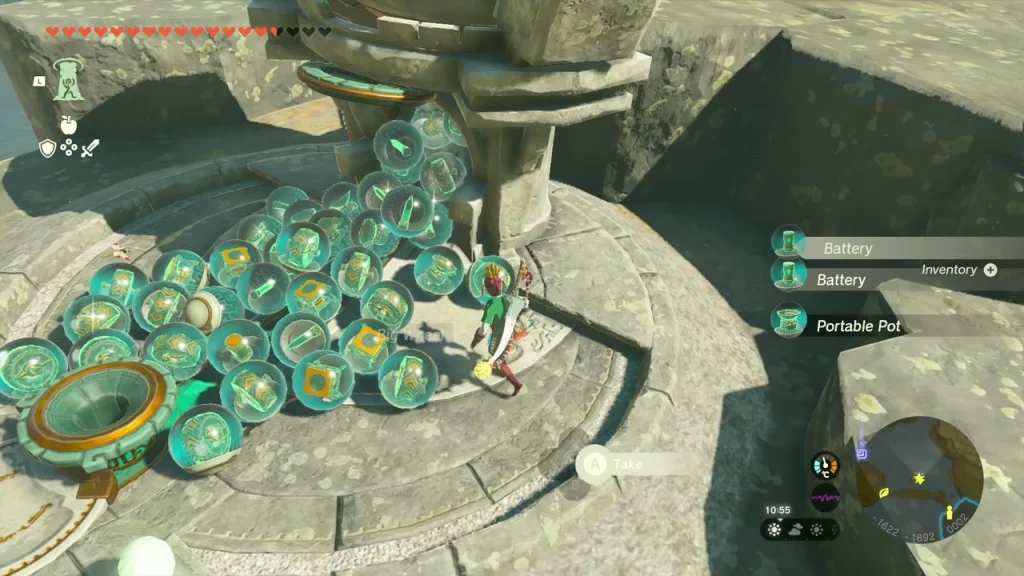 Pile of Zonai devices spilling from the dispenser