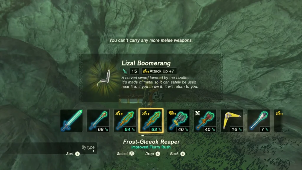 Lizal Boomerang from a cliff-ledge chest