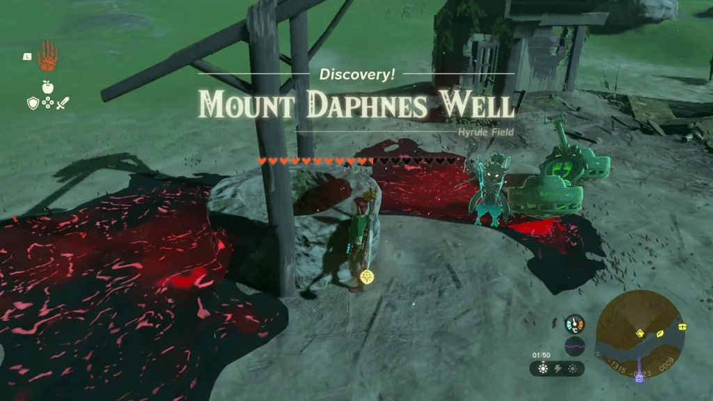 Mount Daphnes Well, a stone well ringed by red gloom