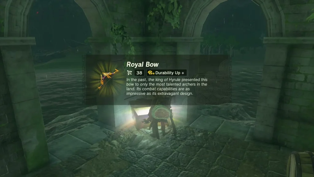 Royal Bow item from a chest under a flooded stone arch
