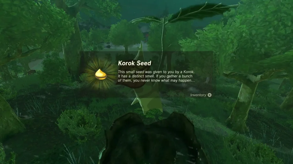 Korok Seed item box under leafy trees after hitting the dandelion Korok Seed item box under leafy trees after hitting the dandelion