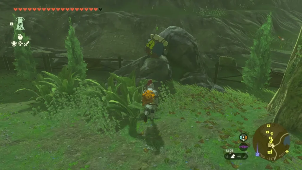Exhausted Korok sitting on a rock beside a tent near Highland Stable Exhausted Korok sitting on a rock beside a tent near Highland Stable