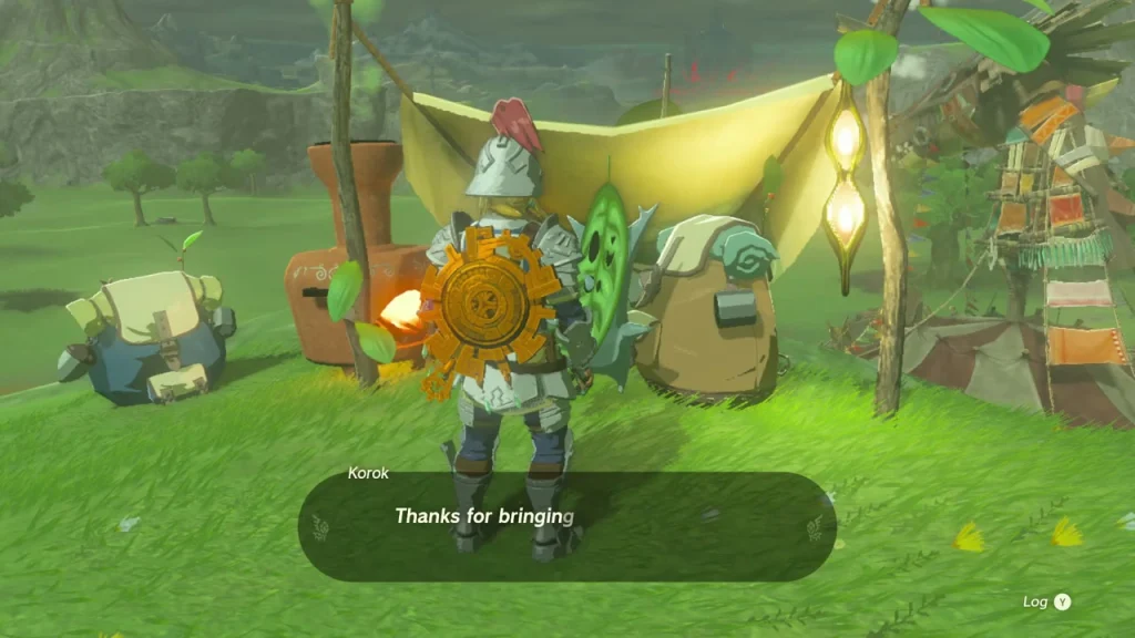 Korok Seed x2 item box in front of two Koroks and a tent Korok Seed x2 item box in front of two Koroks and a tent