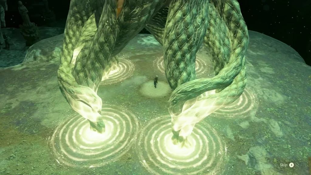 Lit rings of the Koradat Lightroot beneath its root pillars Lit rings of the Koradat Lightroot beneath its root pillars
