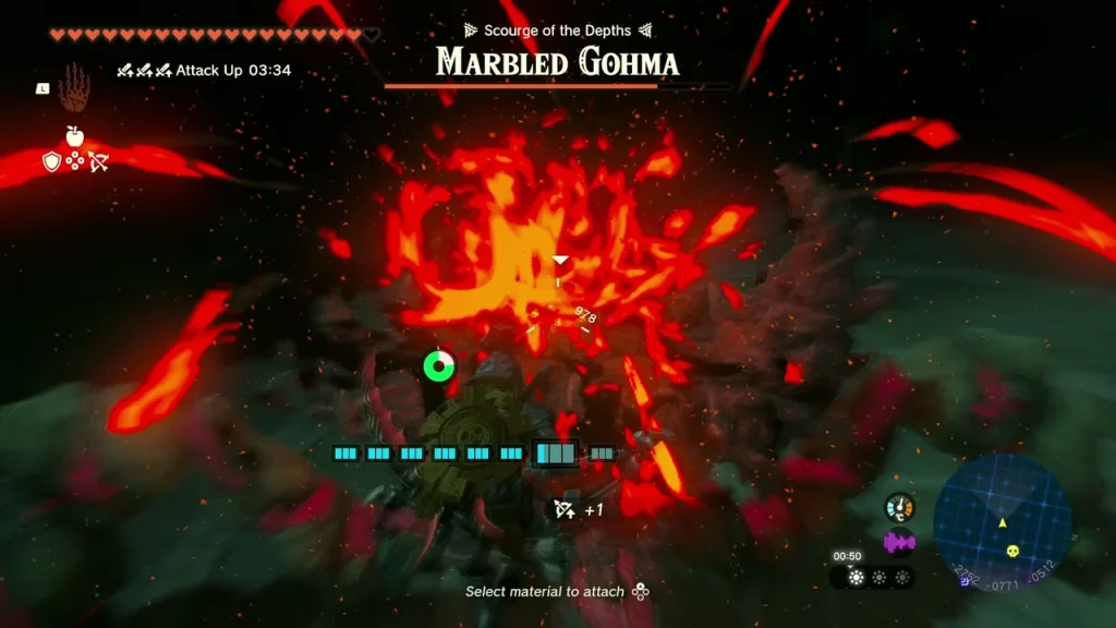 Marbled Gohma title card above the boss arena in the Depths Marbled Gohma title card above the boss arena in the Depths