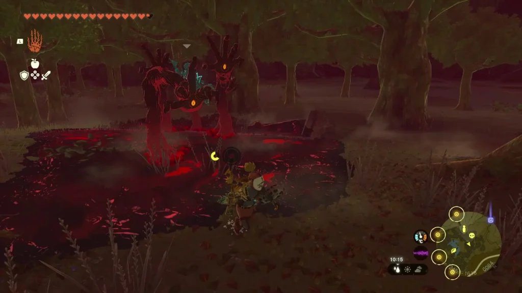 Gloom Spawn attacking in a dark red gloom clearing Gloom Spawn attacking in a dark red gloom clearing