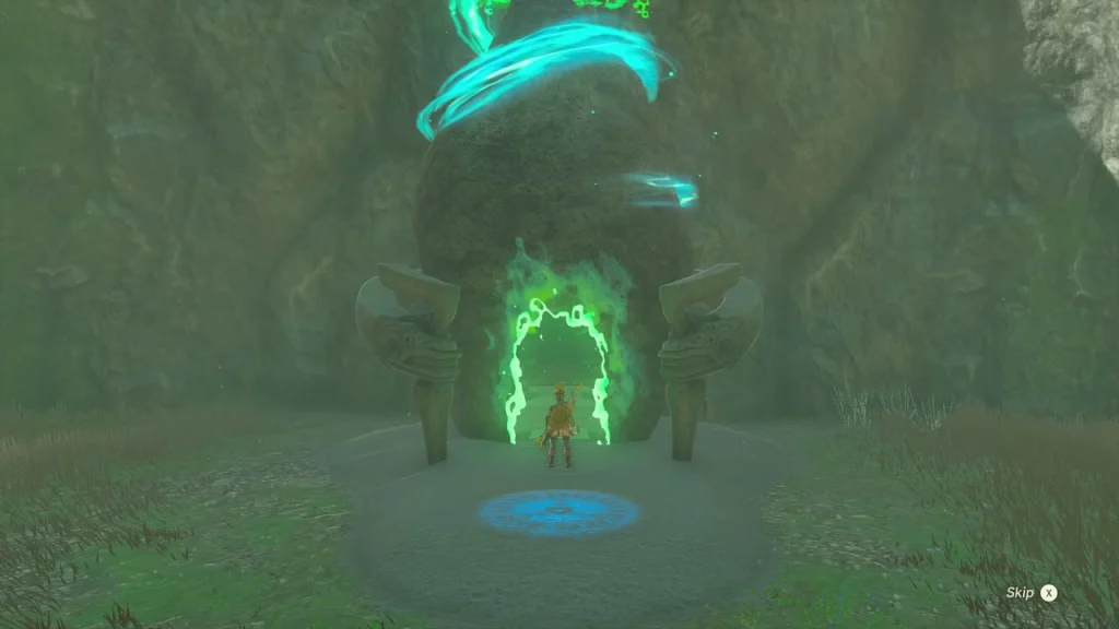 Glowing green arch at the entrance of Riogok Shrine Glowing green arch at the entrance of Riogok Shrine