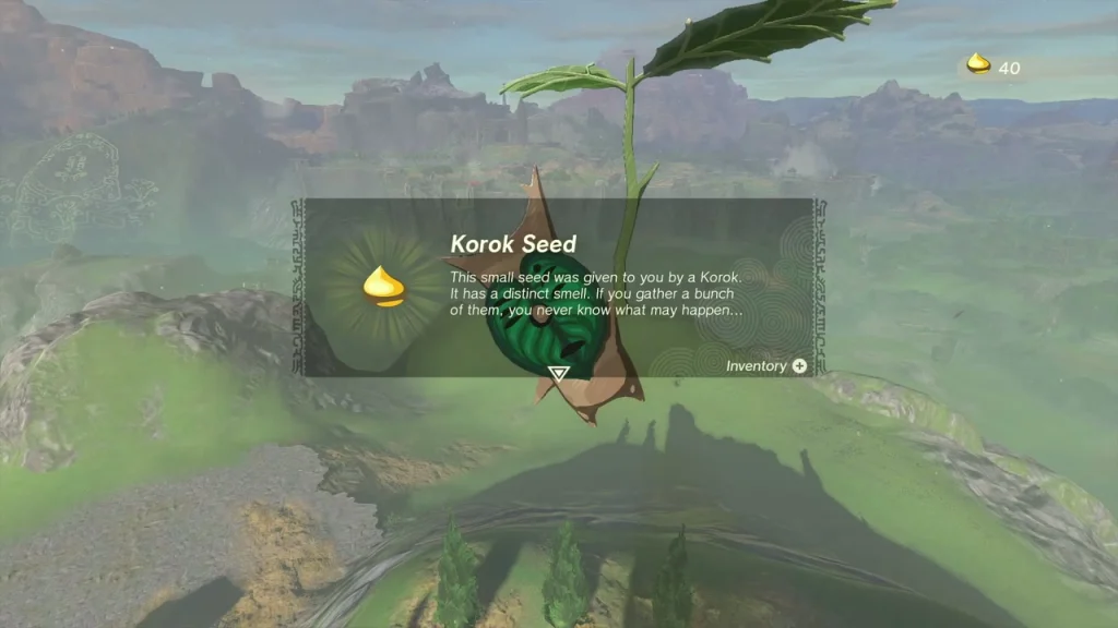Korok Seed item box above a leafy Korok on the arch Korok Seed item box above a leafy Korok on the arch